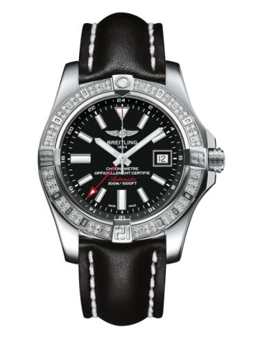 Breitling Avenger II GMT Stainless Steel / Diamond / Volcano Black / Calf 43mm, reference A3239053.BC35.435X