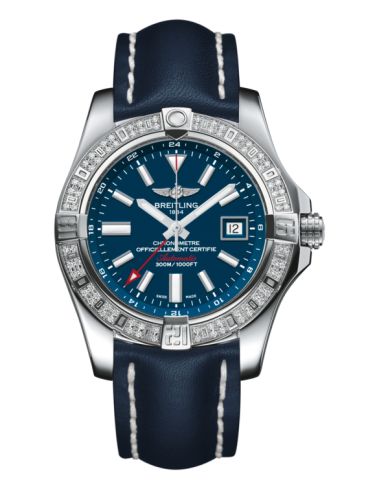 Breitling Avenger II GMT Stainless Steel / Diamond / Mariner Blue / Calf 43mm, reference A3239053.C872.105X