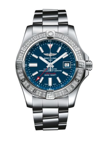 Breitling Avenger II GMT Stainless Steel / Diamond / Mariner Blue / Bracelet 43mm, reference A3239053.C872.170A