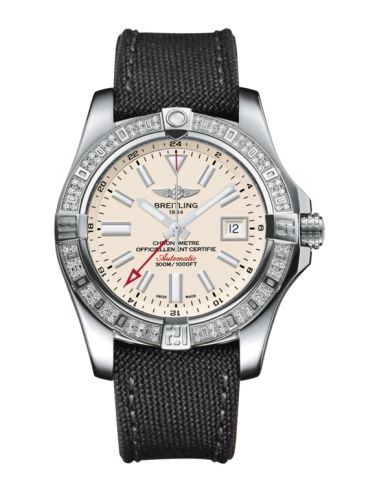 Breitling Avenger II GMT Stainless Steel / Diamond / Stratus Silver / Military 43mm, reference A3239053.G778.109W