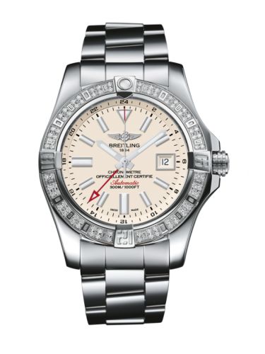 Breitling Avenger II GMT Stainless Steel / Diamond / Stratus Silver / Bracelet 43mm, reference A3239053.G778.170A