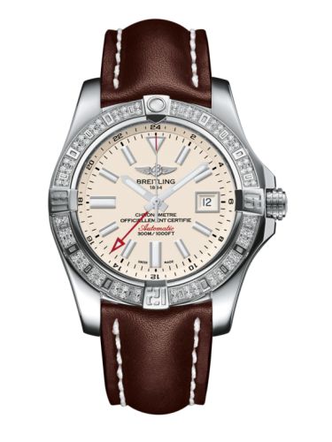 Breitling Avenger II GMT Stainless Steel / Diamond / Stratus Silver / Calf 43mm, reference A3239053.G778.437X