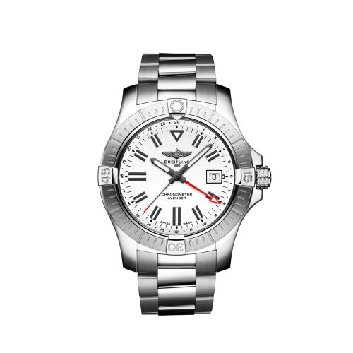 Breitling Avenger Automatic GMT 43 Stainless Steel / White / Bracelet, reference A32397101A1A1