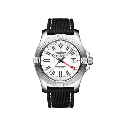 Breitling Avenger Automatic GMT 43 Stainless Steel / White / Calf / Pin, reference A32397101A1X1