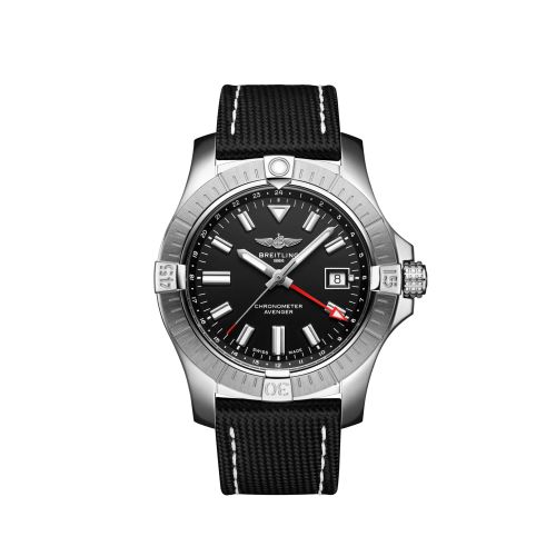 Breitling Avenger Automatic GMT 43 Stainless Steel / Black / Calf / Folding, reference A32397101B1X2