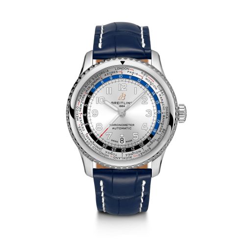 Navitimer 8 B35 Automatic Unitime 43 Paslanmaz Çelik / Gümüş / Mavi Croco