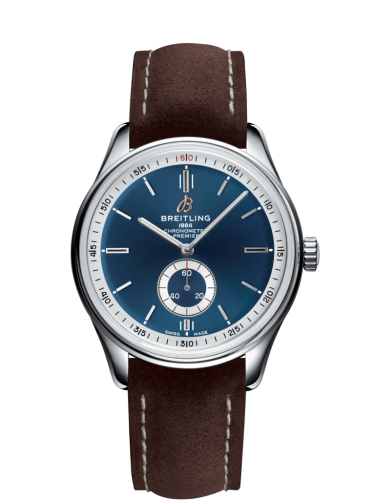Breitling Premier Automatic 40 Paslanmaz Çelik / Mavi / Nubuck Kahverengi / Folding, referans A37340351C1X1