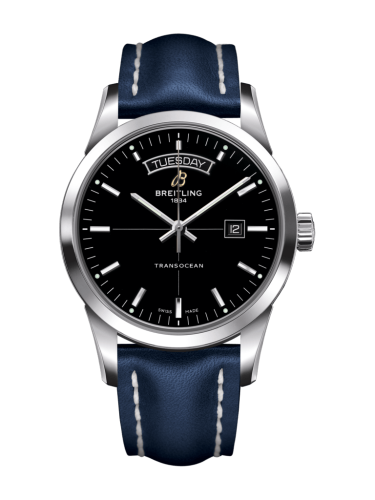 Transocean Day & Date Paslanmaz Çelik / Siyah / Calf / Pin 43 mm