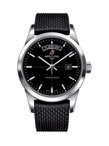 Transocean Day & Date Paslanmaz Çelik / Siyah / Kauçuk / Folding 43 mm