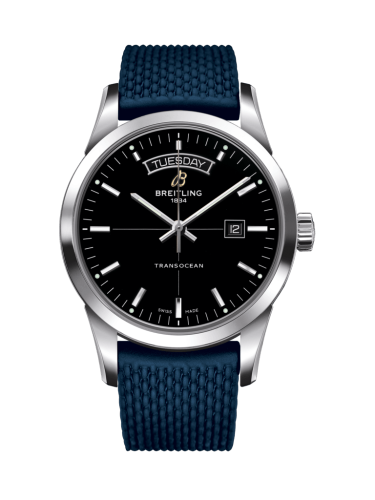 Transocean Day & Date Paslanmaz Çelik / Siyah / Kauçuk / Pin 43 mm
