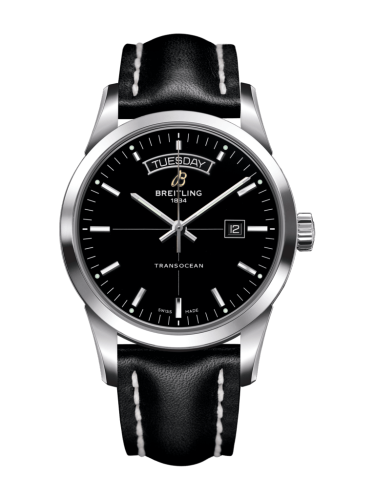 Transocean Day & Date Paslanmaz Çelik / Siyah / Calf / Folding 43 mm