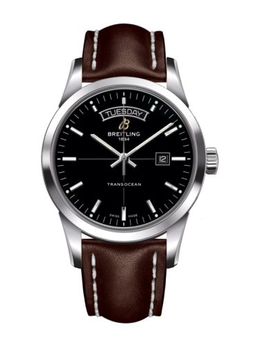Transocean Day & Date Paslanmaz Çelik / Siyah / Calf / Pin 43 mm