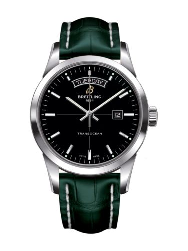 Transocean Day & Date Paslanmaz Çelik / Siyah / Croco / Pin 43 mm