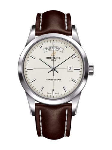 Breitling Transocean Day &amp; Date Paslanmaz Çelik / Gümüş / Calf / Pin 43mm, referans A4531012/G751/437X/A20BA.1
