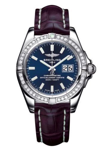 Breitling Galactic 41 Stainless Steel / Diamond / Horizon Blue / Croco, reference A49350LA.C929.720P