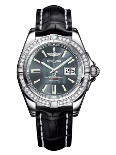 Breitling Galactic 41 Paslanmaz Çelik / Elmas / Tomcat Gray / Croco, referans A49350LA.F549.728P