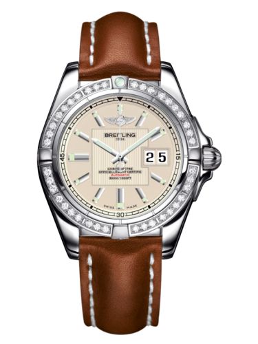 Breitling Galactic 41 Paslanmaz Çelik / Elmas / Sierra Gümüş / Calf, referans A49350LA.G699.425X
