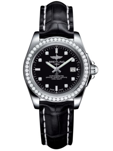 Breitling Galactic 32 Sleek Edition Paslanmaz Çelik / Elmas / Trophy Siyah Elmas / Croco, referans A7133053/BF63/777P/A14BA.1