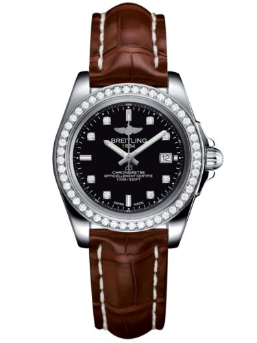 Breitling Galactic 32 Sleek Edition Paslanmaz Çelik / Elmas / Trophy Siyah Elmas / Croco, referans A7133053/BF63/778P/A14BA.1