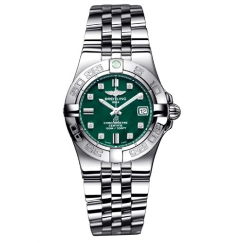 Breitling Galactic 30 Yeşil / Elmas / Bilezik, referans A71340L2.L516.368A