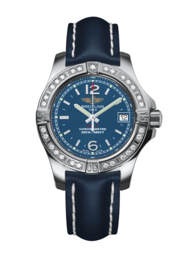 Breitling Colt Lady Diamond / Mariner Blue / Calf / Pin 33mm, reference A7738853/C908/116X/A14BA.1