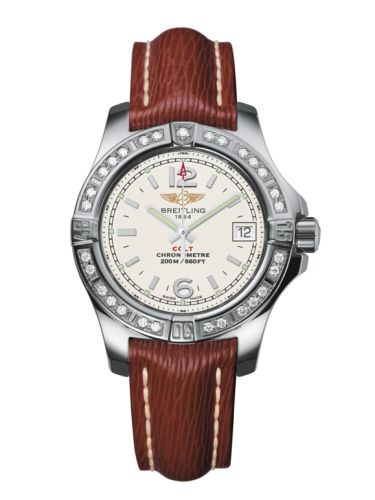 Breitling Colt Lady Diamond / Stratus Silver / Sahara / Pin 33mm, reference A7738853/G793/211X/A14BA.1