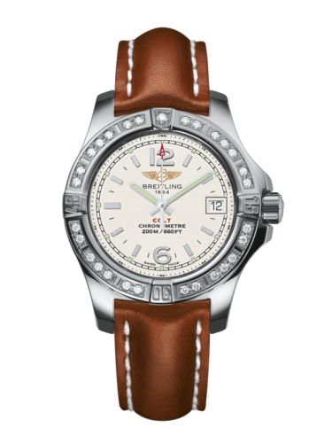 Breitling Colt Lady Diamond / Stratus Silver / Calf / Pin 33mm, reference A7738853/G793/406X/A14BA.1