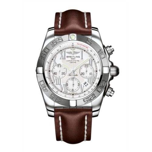 Breitling Chronomat 44 Paslanmaz Çelik / Beyaz - Roman / Calf, referans AB011011/A690/437X