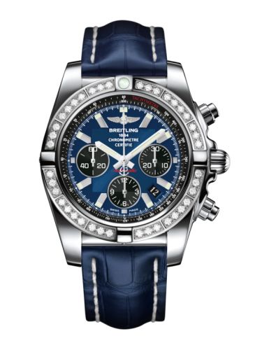 Breitling Chronomat 44 Paslanmaz Çelik / Elmas / Siyaheye Mavi / Croco, referans AB011053.C789.731P