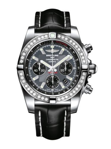 Breitling Chronomat 44 Paslanmaz Çelik / Elmas / Siyaheye Gray / Croco, referans AB011053.F546.743P