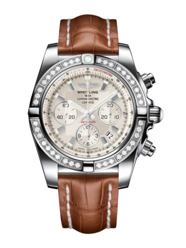Breitling Chronomat 44 Paslanmaz Çelik / Elmas / Sierra Gümüş / Croco, referans AB011053.G684.737P