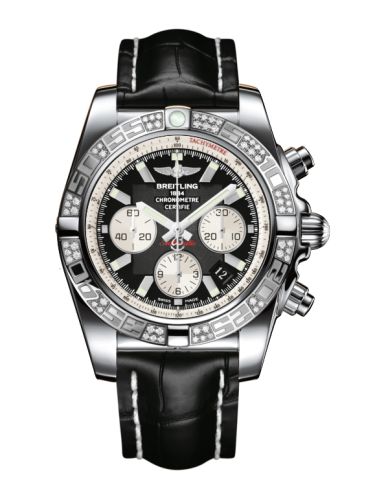 Breitling Chronomat 44 Paslanmaz Çelik / Elmas / Onyx Siyah / Croco, referans AB0110AA.B967.743P