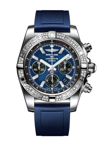 Breitling Chronomat 44 Paslanmaz Çelik / Elmas / Siyaheye Mavi / Kauçuk, referans AB0110AA.C789.145S