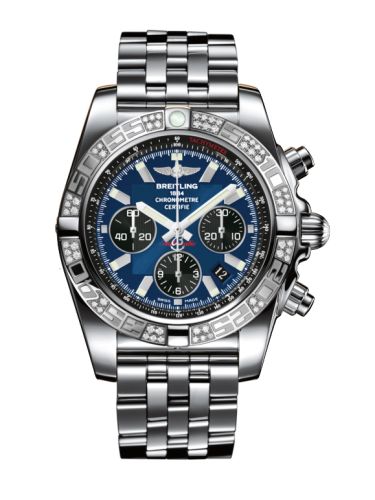 Breitling Chronomat 44 Paslanmaz Çelik / Elmas / Siyaheye Mavi / Bilezik, referans AB0110AA.C789.375A