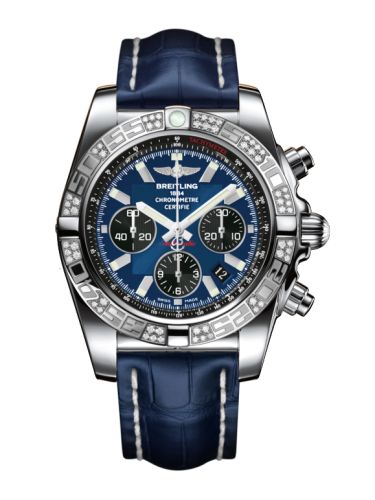 Breitling Chronomat 44 Paslanmaz Çelik / Elmas / Siyaheye Mavi / Croco, referans AB0110AA.C789.731P