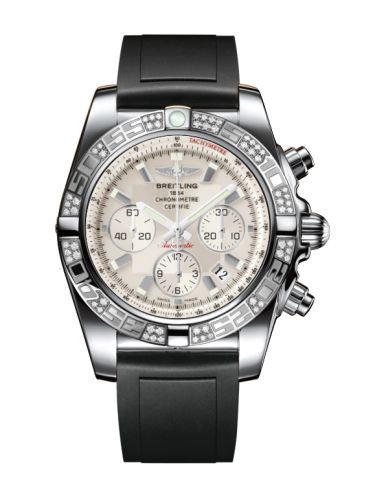 Breitling Chronomat 44 Paslanmaz Çelik / Elmas / Sierra Gümüş / Kauçuk, referans AB0110AA.G684.131S