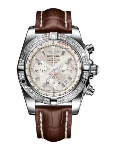 Breitling Chronomat 44 Paslanmaz Çelik / Elmas / Sierra Gümüş / Croco, referans AB0110AA.G684.739P