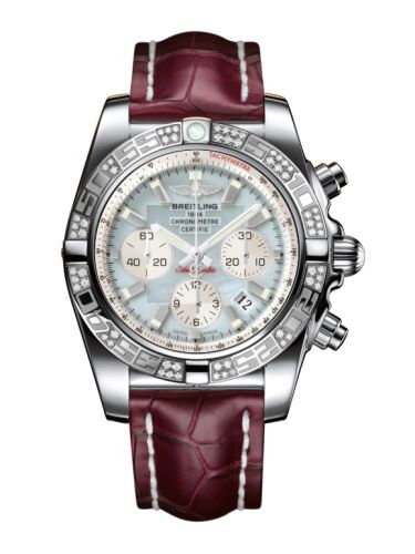 Breitling Chronomat 44 Paslanmaz Çelik / Elmas / Gray Pearl / Croco, referans AB0110AA.G685.735P