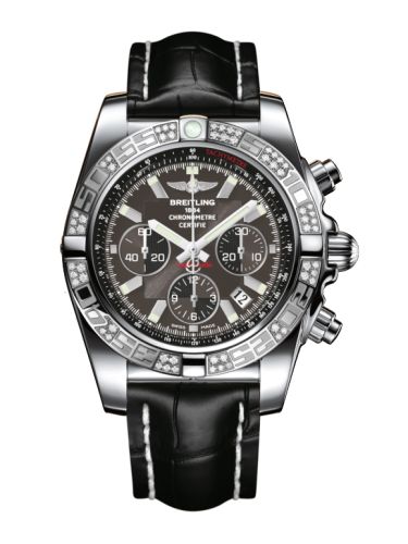 Breitling Chronomat 44 Paslanmaz Çelik / Elmas / Carbon Siyah / Croco, referans AB0110AA.M524.743P