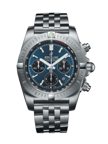 Breitling Chronomat B01 Chronograph 44 Paslanmaz Çelik / Siyaheye Mavi / Bilezik, referans AB0115101C1A1