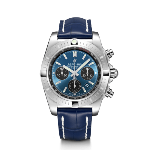 Breitling Chronomat B01 Chronograph 44 Paslanmaz Çelik / Siyaheye Mavi / Croco / Folding, referans AB0115101C1P3