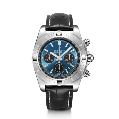 Breitling Chronomat B01 Chronograph 44 Paslanmaz Çelik / Siyaheye Mavi / Croco / Folding, referans AB0115101C1P4