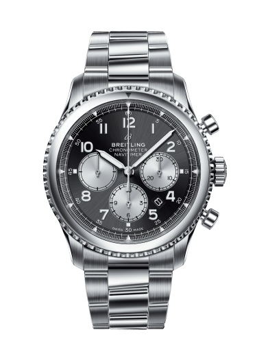 Navitimer 8 B01 Chronograph 43 Paslanmaz Çelik / Siyah / Bilezik