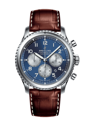 Navitimer 8 B01 Chronograph 43 Paslanmaz Çelik / Mavi / Kahverengi Croco