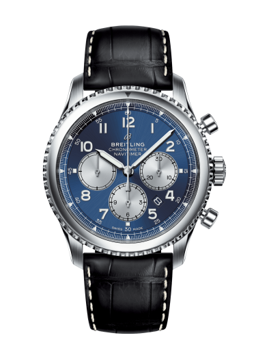 Navitimer 8 B01 Chronograph 43 Paslanmaz Çelik / Mavi / Siyah Croco
