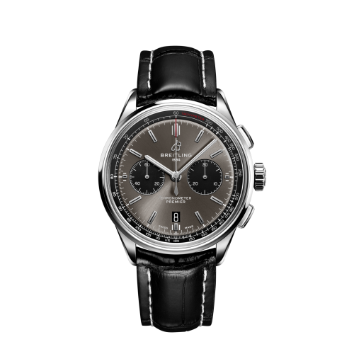 Breitling Premier B01 Chronograph 42 Paslanmaz Çelik / Anthracite / Croco / Pin, referans AB0118221B1P2