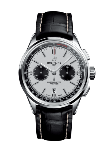 Breitling Premier B01 Chronograph 42 Paslanmaz Çelik / Gümüş / Croco / Pin, referans AB0118221G1P2