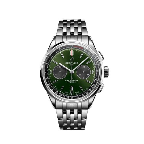 Breitling Premier B01 Chronograph 42 Paslanmaz Çelik / Yeşil / Bilezik, referans AB0118221L1A1