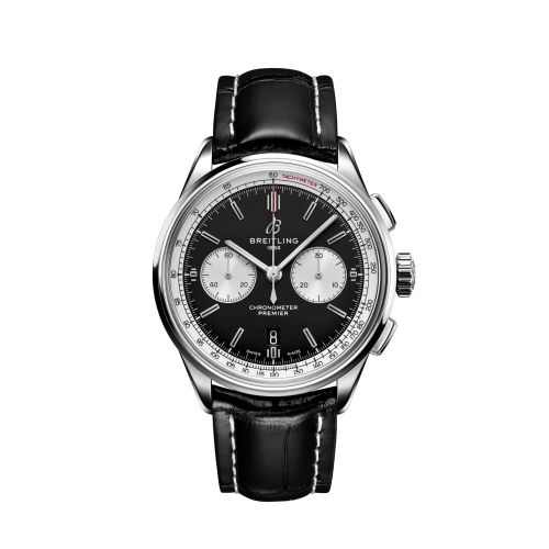 Breitling Premier B01 Chronograph 42 Paslanmaz Çelik / Siyah / Alligator / Folding, referans AB0118371B1P1