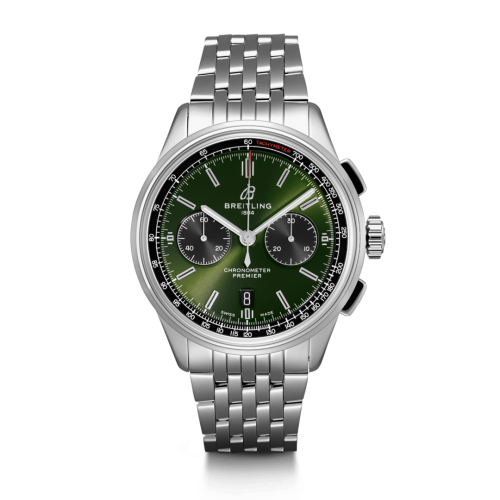 Breitling Premier B01 Chronograph 42 Bentley Paslanmaz Çelik / Yeşil / Calf / Bilezik, referans AB0118A11L1A1